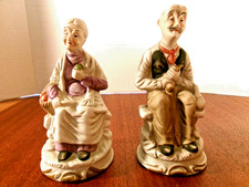 Pair Elderly Couple Figurines Vintage picture
