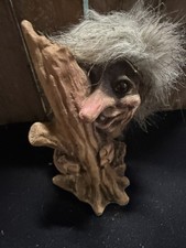 Original NyForm Troll No. 174 Laughing Troll Behind Tree Stump Vintage Retired picture