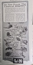 1926 L&N Louisville & Nashville RR Railroad US Central South Map Vintage Ad picture