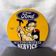 Vintage Ford Authorized Service Popeye Hammer Heavy Metal Sign - 19.7