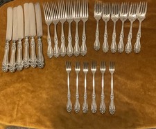 Antique Silver-plate Holmes & Edwards XIV American Beauty Rose 24 Pcs W/ M-mono picture