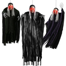 3 Pack Hanging Skeleton Ghosts for Halloween Decorations Outdoor, Grim Reaper Ha picture