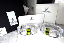 NIB Swarovski Crystal Rainbow Olivine Napkin Rings Set of 2 New 276685 picture