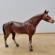 Vintage Cast Iron Horse Figurine Heavy Painted Brown White Blaze Decor 5x8 in picture