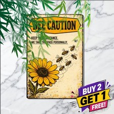 Honeybee Swarm Illustration Warning Sign Retro Country Bee Metal Tin Plaque 8x12 picture