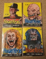 1988 Topps Fright Flicks Complete 4 Wax Wrapper Set Freddy Predator Horror EX picture