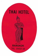 Authentic Vintage Luggage Label ~ THAI HOTEL ~ Bangkok, Thailand picture