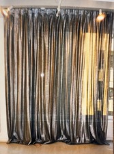 FABULOUS MODERN VINTAGE SILVER METALLIC DRAPES/CURTAINS CIRCA 1960'S picture