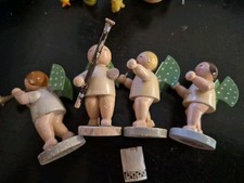 Vintage Erzgebirge Germany Angel Wood Figurines  All DAMAGED, As is, qty 4 picture