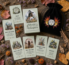 Mystic Whispers Oracle Deck 72 Cards + Black Velvet Pouch Gift Set Divination picture