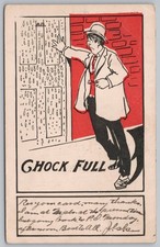 1908 Comic Humor Postcard CHOCK FULL Drunk Man Door Pine Island MN to Amery WI picture
