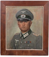 Authentic WW2 German Portrait Officer Heer Oil Painting picture