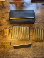 Vintage Evans Gold Tone Vanity Set Compact Lighter Comb Case Pouch picture