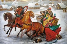 Winter Troika Jewelry Box Trinket Box Russian Keepsake Small Storage Box 4x6