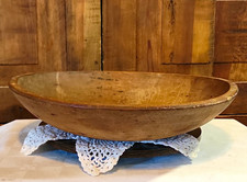 Antique Primitive Hand-Turned Wood Dough Bowl 12