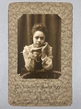 Antique Photo Beautiful Young Woman Portrait 1934 Hermosillo Sonora Mexico ID picture
