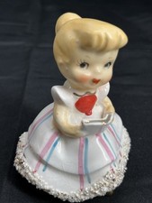 Vintage CONSCO Marilyn Exclusive  Girl Bell Figurine Spaghetti Trim Book Flowers picture