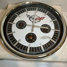 NOS RARE Corvette Wall Clock 14” Diameter w Thermometer Humidity Gauges GM . picture
