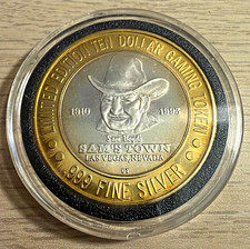 VTG 1998 Limited Edition Sam’s Town Las Vegas $10 Gaming Token .999 Fine Silver picture