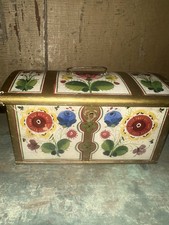 Antique Folk Art Miniature Painted Dome Chest Blanket Box picture