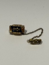 Vintage 1958 Class Pin Solid 10k Gold Art Deco Blue Stone School Monogram 3.1g picture