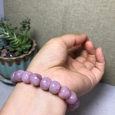 Natural pink crystal semi-precious stone chain barrel beads bracelet 45g A5327 picture
