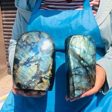 2pcs 6.68LB Natural Gorgeous Labradorite Quartz Crystal Stone Specimen Healing picture
