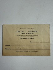 Vintage 1940s-50s LA Oral Surgeon Dental Tooth Chart Dr W T Stover Ephemera picture
