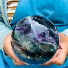 4.53LB Natural Rainbow Fluorite Sphere Reiki Healing Meditation Crystal Ball picture