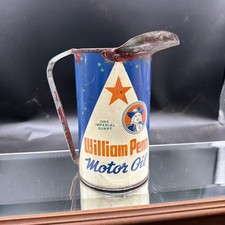 Rare Folk Art Pitcher Vintage Wm Penn William Penn Motor Oil Can Make Do Can picture