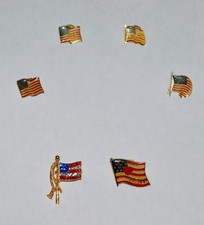 Lot of 6 VINTAGE American Flag Lapel Pins Patriotic Enamel Rhinestone picture