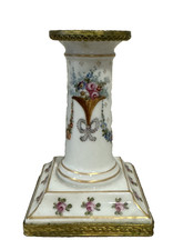 ANTIQUE SEVRES FRANCE BRONZE MOUNTED PAINTED PORCELAIN Candle Stick Holder picture