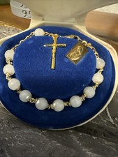 Vintage Gold Plated Rosary Bracelet With Beads in Shell Case picture