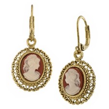 1928 Jewelry Faux Dark Carnelian Cameo Oval Drop Earrings,Keyboards & Keypads picture