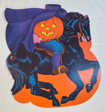 Vintage 1960s Dennison Mfg Headless Horseman Halloween Decoration for Door, Wall picture
