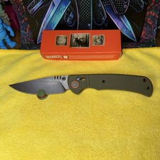 Marbles Black Stainless Steel Blade. G10 OD Green Handle. Thumb Stud. Bar  Lock. picture
