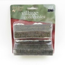 VTG Holiday Time Christmas Village Accessory -  2 PC -  STONE BENCH / WALL - NIP picture