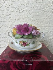 Royal Albert Old Country Rose Cup Of Soup Bouquet Limited Music Box picture