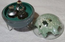 Vintage/Antique Empty Glass Perfume Dome Set Duvinne Rare Green D25 picture