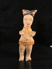 Vintage Mid-20th C. African Nigerian Painted Wood Ibibio Doll Size 4