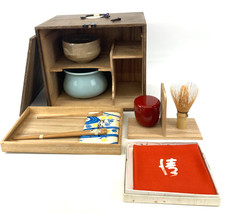 Vintage Japanese Tea Ceremony Set Matcha Whisk Chasen Chashaku Bamboo Case Tools picture