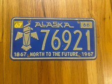 1966 1967 Alaska License Plate 76921 Totem North To The Future picture