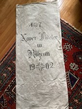 1902 German hemp/linen grain sack/Stencil double-sided Fraktur/50”x 60” opened picture