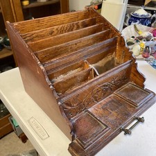 Oak DESK TOP STATIONARY ORGANIZER CADDY Cubby Rare 1880's picture