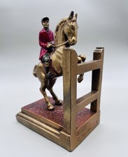 1937 Armor Bronze Clad Fox Hunt Bookend Signed D.Martini Equestrian Horse Jumper picture