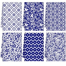 FuWeave 6 Pcs Kitchen Towels Decorative Set 15.75 x 23.62 inches, Blue,white  picture