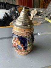 Vintage Western Germany Mini Beer Stein Pewter Top  5 1/2 Inch picture