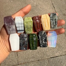 5pc Natural Mixing Cross Coffin quartz Carved Reiki Crystal Decor heal random picture