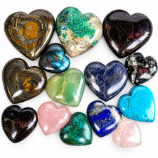 Wholesale Assorted Gemstone Mixed Heart Pack 14 Pcs 325g Natural Stones 25-43mm picture