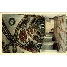 Postcard Washington D.C. Library of Congress Entrance Hall White Border Era picture